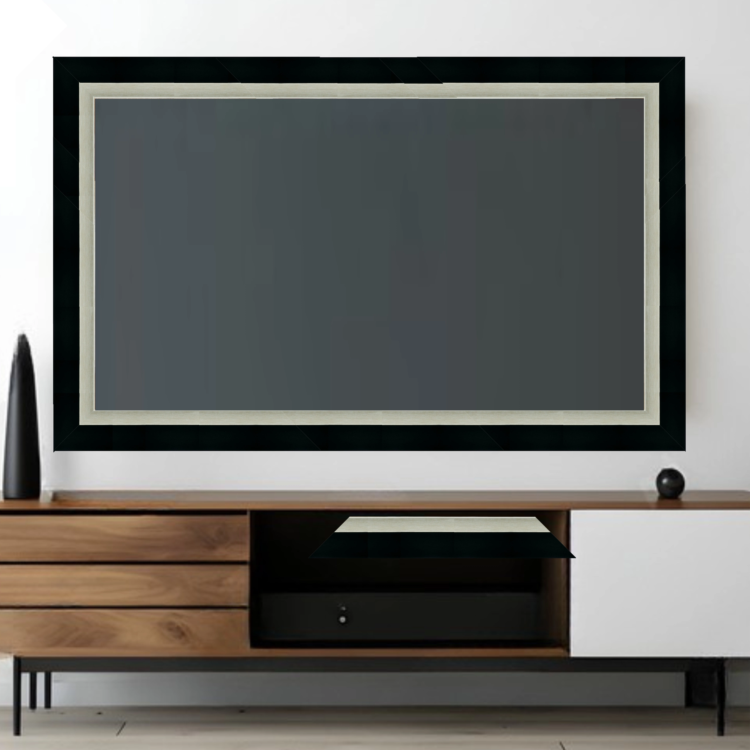 Black and Silver Modern Decorative TV Frame – Any Size, Custom Fit - Image 3