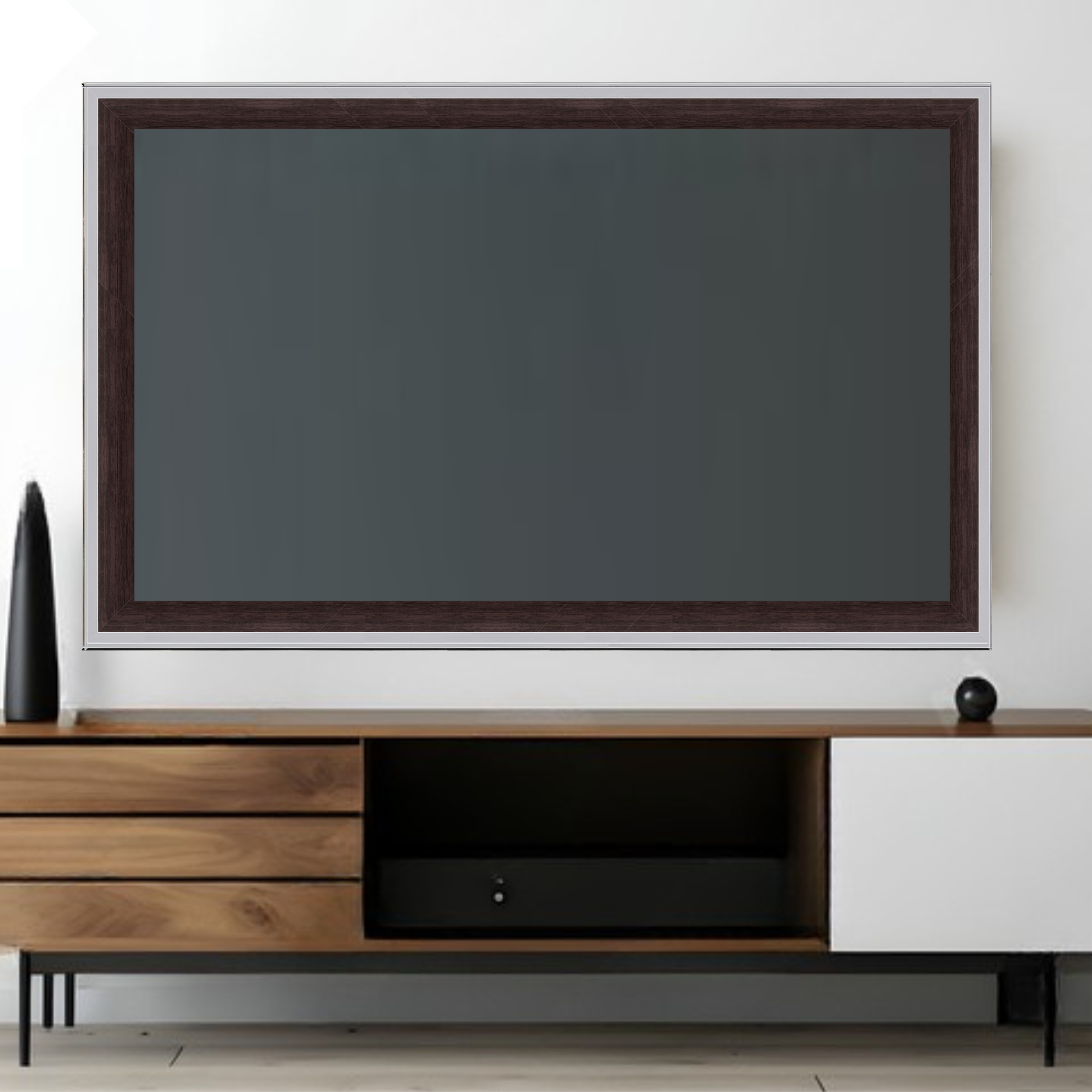 Espresso & Silver Modern TV Frame – Any Size, Custom Fit - Image 3