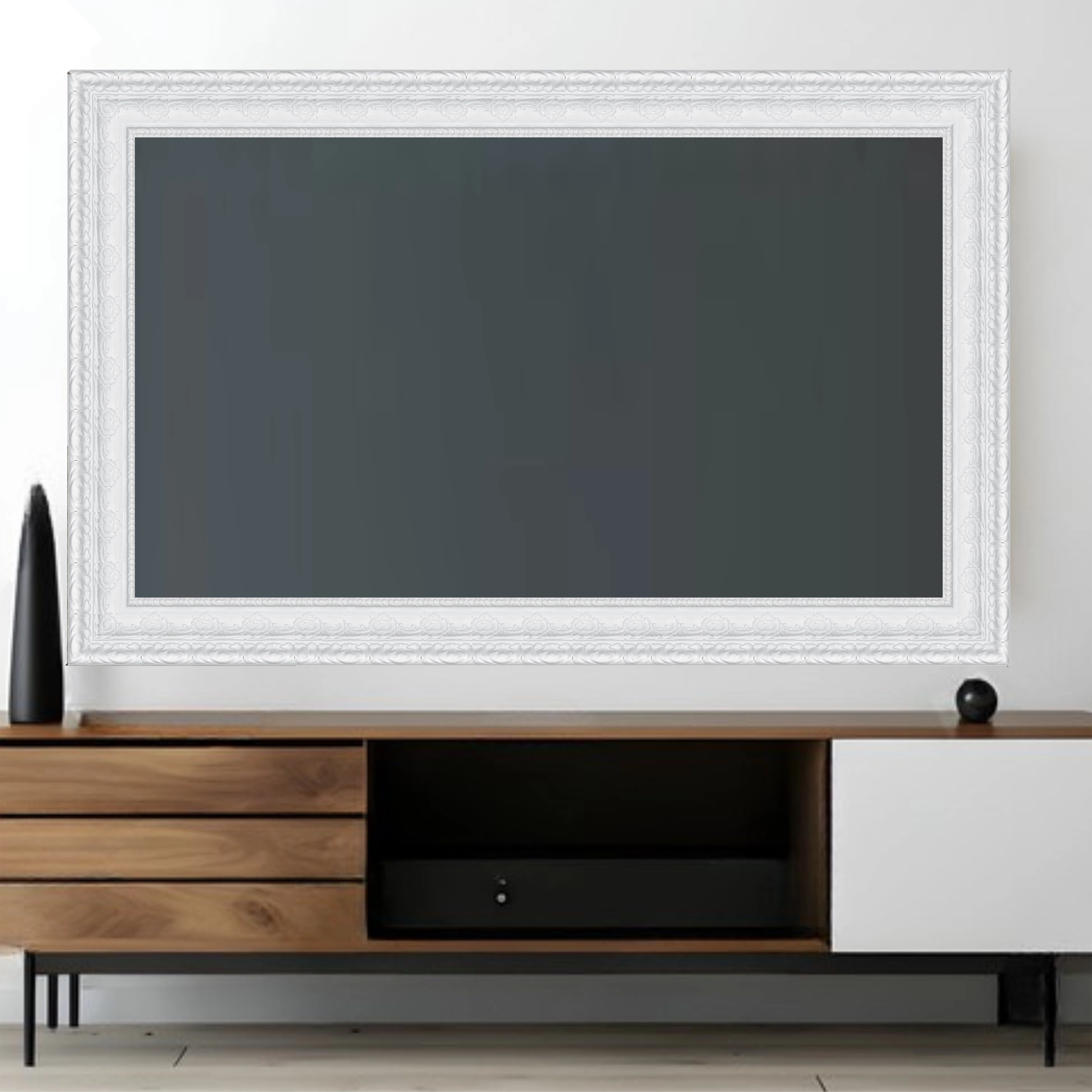 White Ornate TV Frame – Any Size, Custom Fit - Image 3